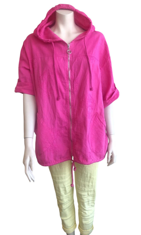 Brodeerattu pellavahuppari - Fuxia - Pellava