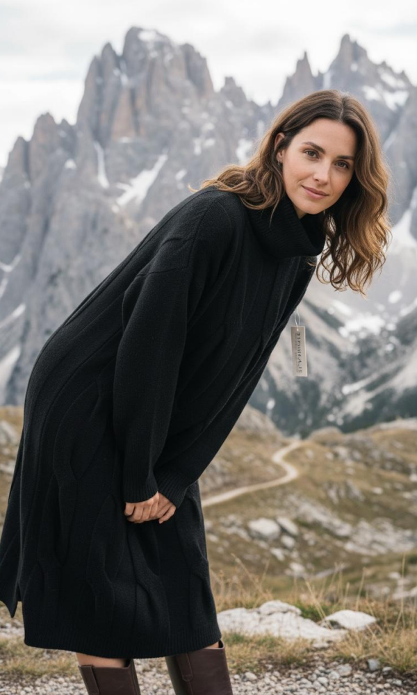 Poolokaulusneule palmikkokuviolla - Mekot