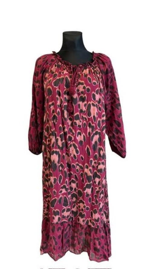 Talia eläinkuosimekko - Viininpunainen - mekko