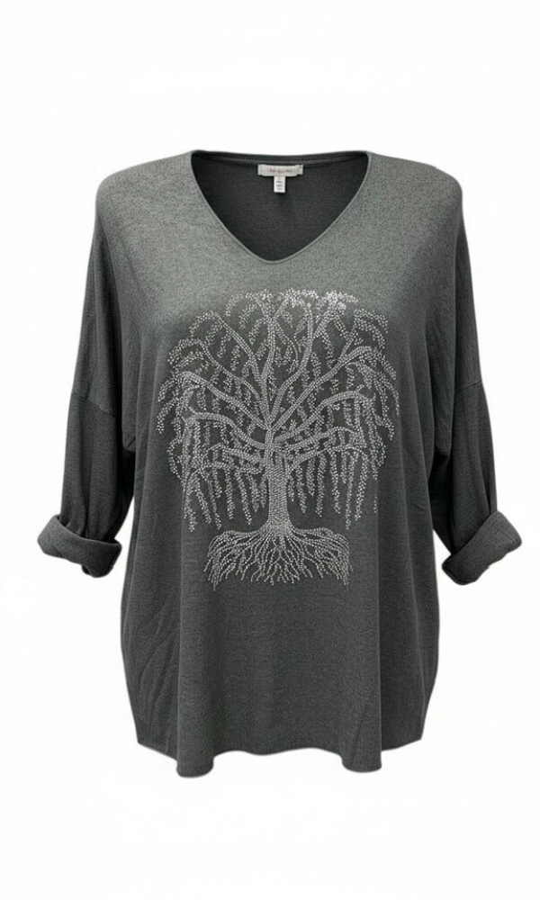 Elämänpuu-neule blingillä – lämmin angora–villasekoite-viskoosi