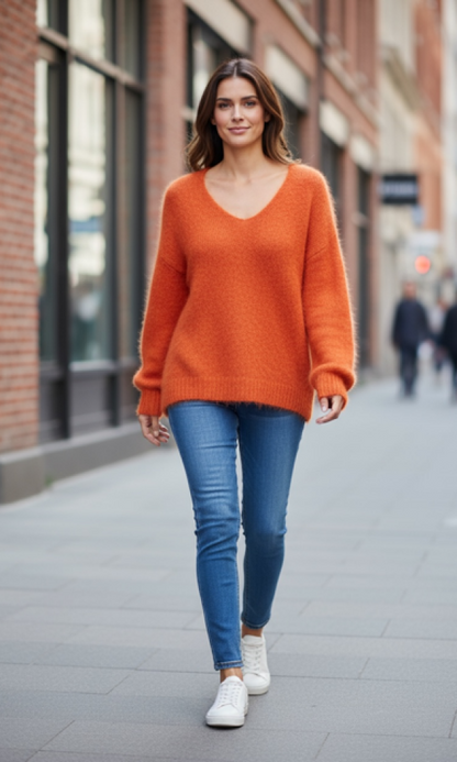 Ella Kid Mohair neule - Poltettu oranssi - Neuleet