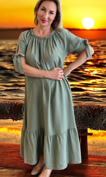 Hannele viskoosimekko - Khaki - Mekot