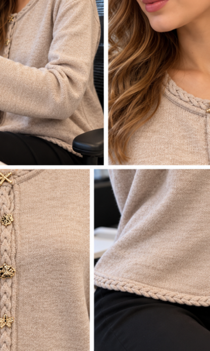 Meleraattu beige lyhyt neulejakku - Neuleet