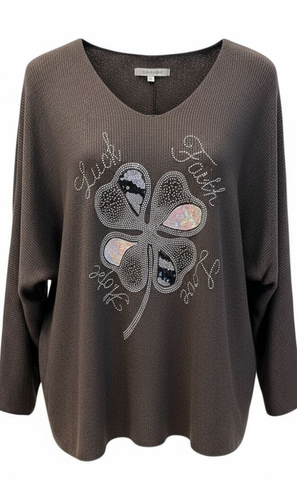 Neliapila neule blingillä ruskea