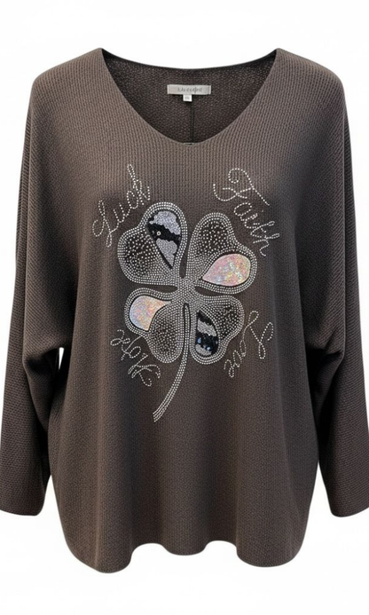 Neliapila neule blingillä ruskea