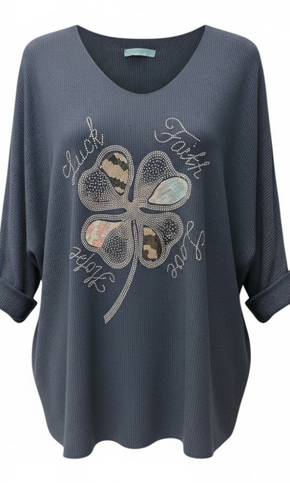 Neliapila neule blingillä farkunsininen