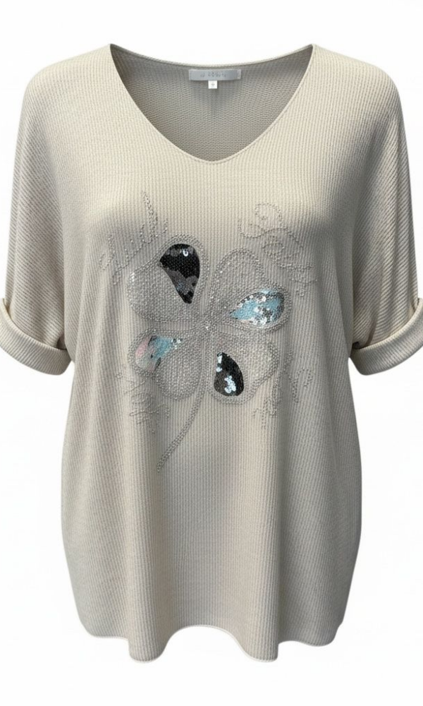 Neliapila neule blingillä luonnonvalkoinen