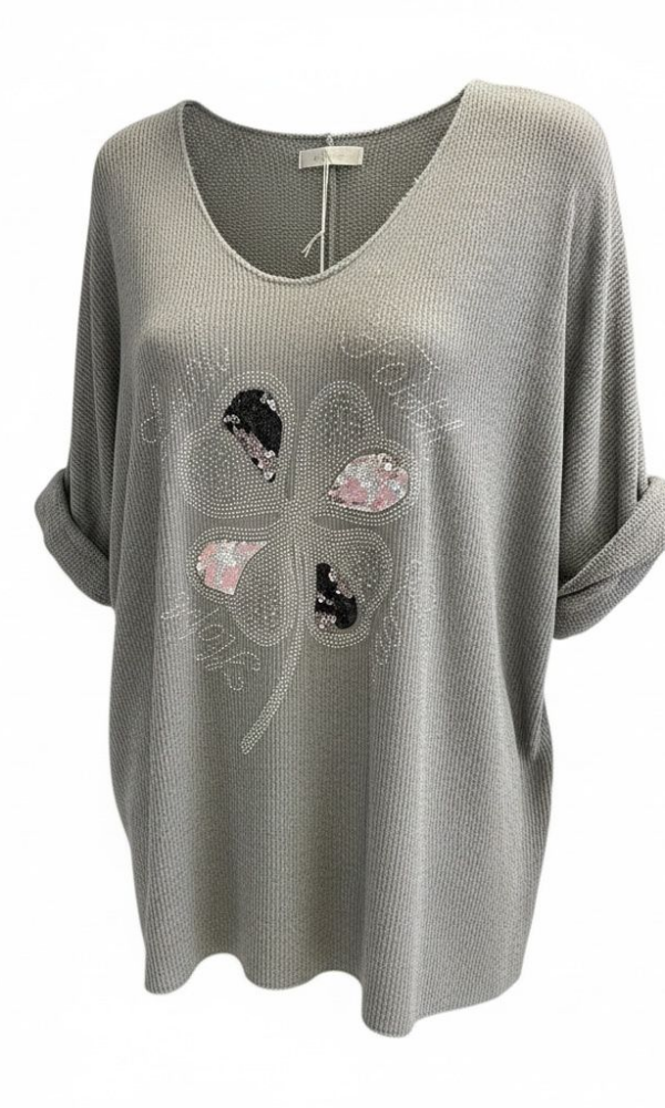 Neliapila neule blingillä harmaa