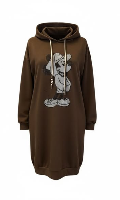 Mikki collegehuppari ruskeana – rento ja tyylikäs arkiasu